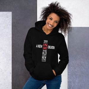 New Creation Cross - Hoodie White Print